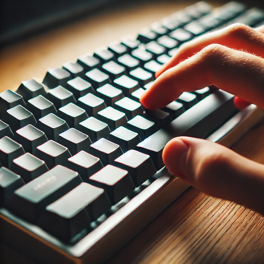 A close-up shot of a hand typing on a mechanical keyboard with CRP keycaps. The keycaps have a textured PBT finish with sharp dye-sublimated legends.