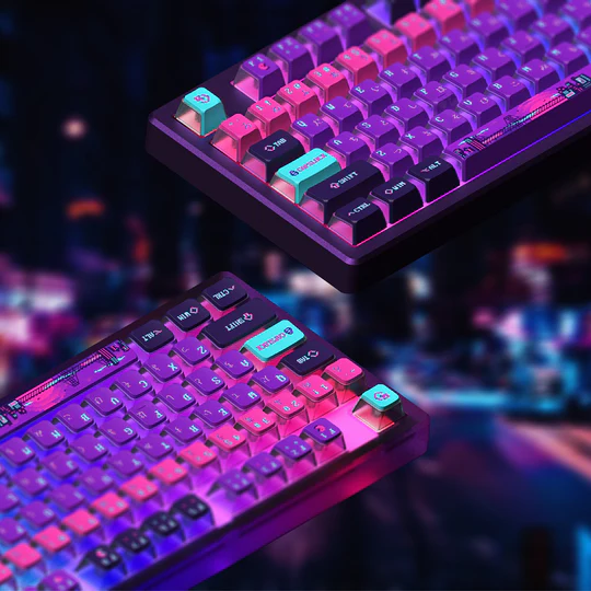 Double-Shot Keycaps on transparant glass 2 keyboards